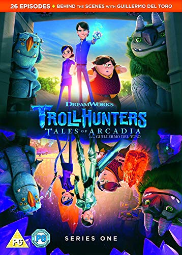 DVD cover art for Trollhunters Season 1 featuring animated characters and trolls.