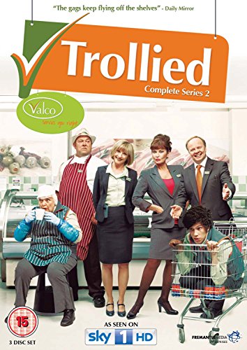 DVD cover for Trollied Series 2 featuring the cast in a supermarket setting.