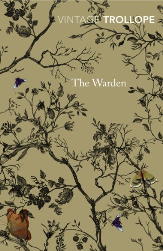 Book cover: "The Warden" with floral pattern and butterflies.