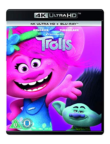 “Trolls” Blu-ray cover featuring Poppy and Branch with 4K UHD logo.