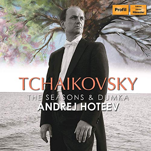 CD cover featuring portrait of Tchaikovsky and pianist Andrej Hoteev.