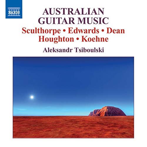 CD cover featuring Australian Guitar Music text above a desert landscape with Uluru.