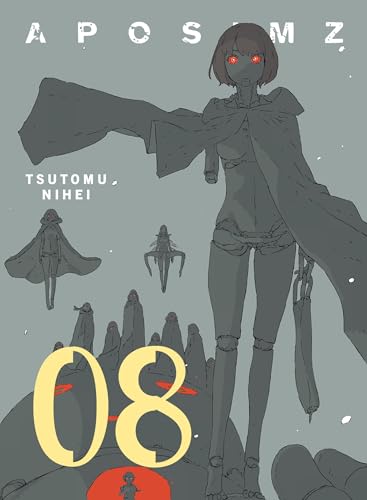 Manga cover art for Aposimz Volume 8 featuring a grey-skinned character with glowing red eyes.