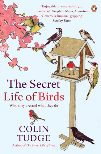 Book cover with illustrations of various small birds around a bird feeder.