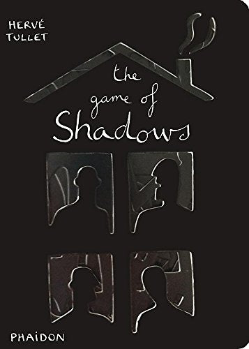 Black board book cover with die-cut house shape and silhouette figures in windows.