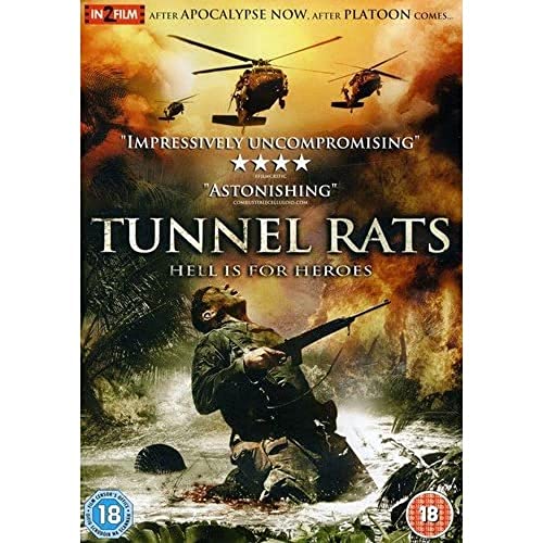 DVD cover for "Tunnel Rats" depicting a soldier with helicopters overhead.