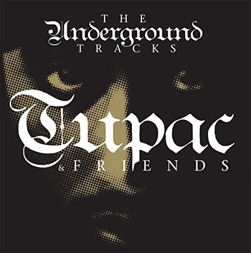 Vinyl album cover featuring Tupac and ornate gold lettering on black.