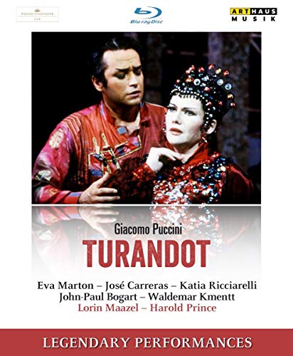 Blu-ray cover for Puccini’s opera *Turandot* featuring two performers.