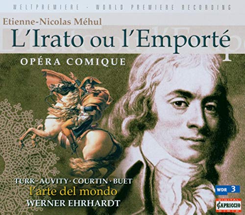 CD cover for Méhul’s “L’Irato ou l’Emporté” opera, featuring a portrait and equestrian scene.
