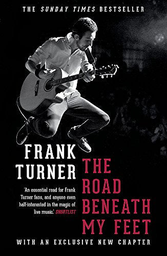 Book cover featuring musician Frank Turner playing guitar mid-jump.