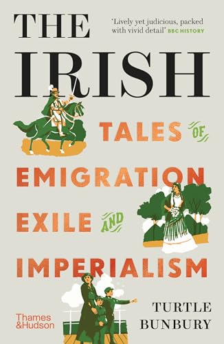 Book cover: "The Irish Tales of Emigration and Exile" with illustrative scenes.