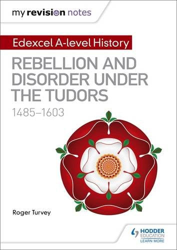 Book cover: Tudor rose, text “Rebellion and Disorder under the Tudors.”
