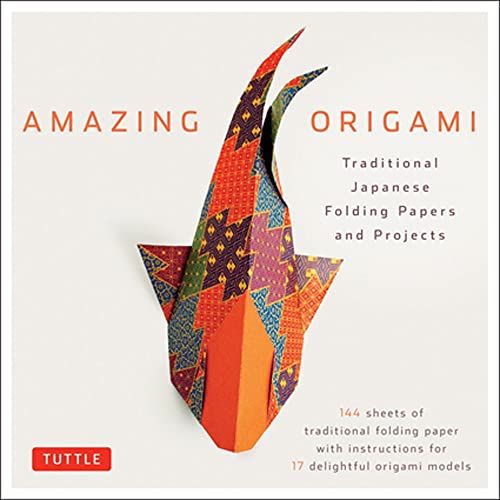 Origami kit cover with a colorful, folded paper crane and text.