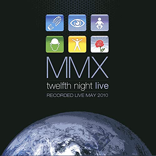 CD cover for “Twelfth Night - MMX” with abstract icons and a globe.