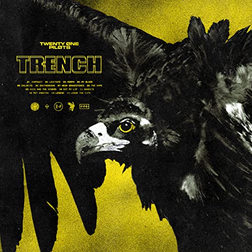 Trench" vinyl album cover featuring a yellow and black eagle's head.
