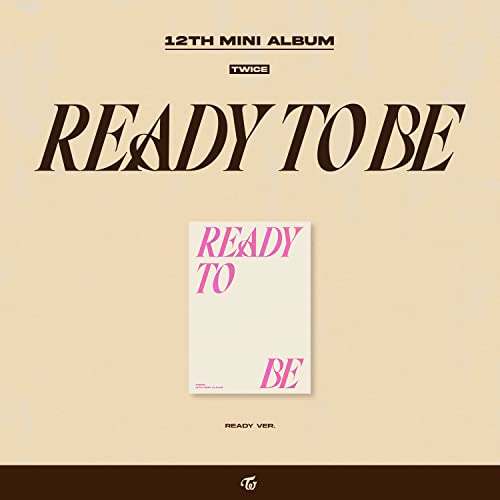 TWICE “READY TO BE” album cover with text and layered imagery.