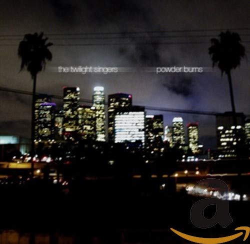 CD cover for Twilight Singers’ “Powder Burns” with a city skyline.
