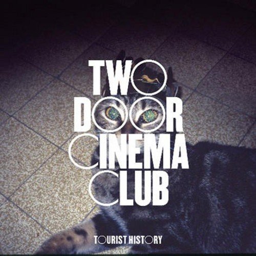 CD cover for Two Door Cinema Club’s “Tourist History” with a cat’s face.