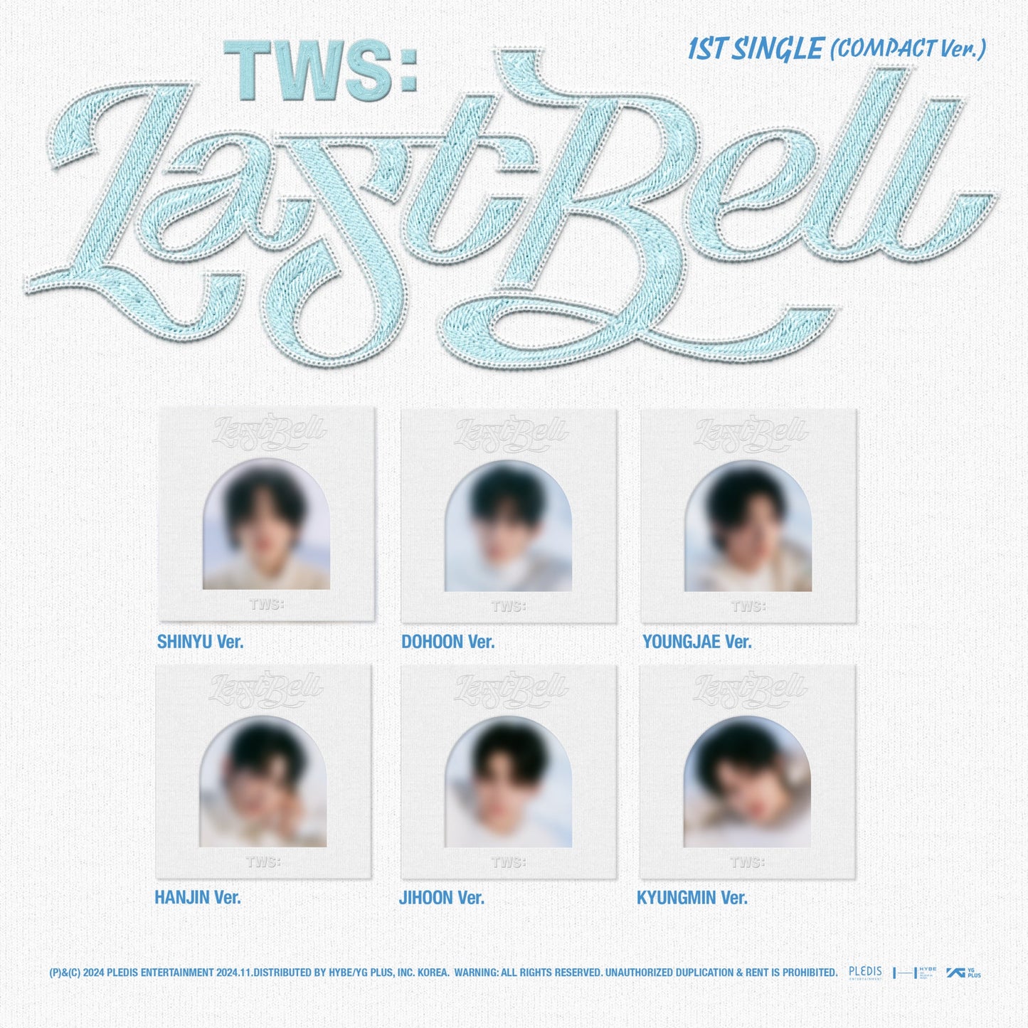 CD cover for TWS’s “Last Bell” featuring six member portraits.