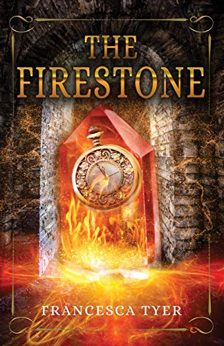 Book cover: “The Firestone” featuring a red crystal with a clock inside.