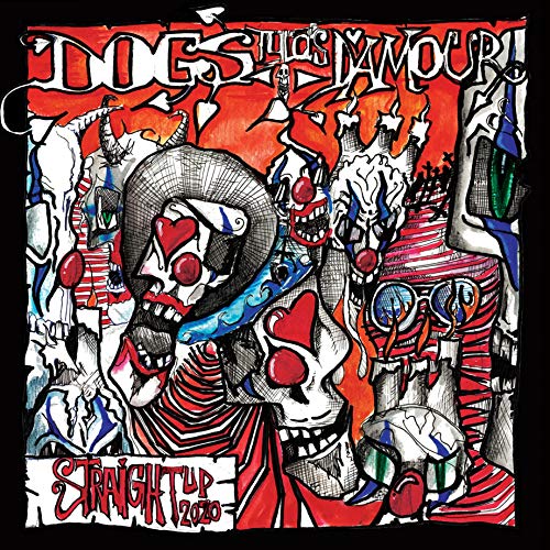 Album cover with chaotic, hand-drawn figures and bold red and black colors.