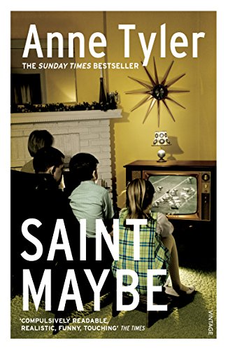 A family sits in a living room watching a television set in this book cover.