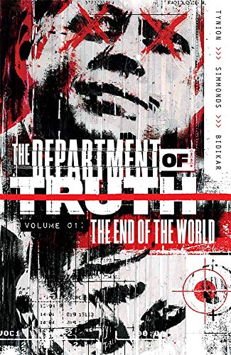 Comic book cover: distressed face with red marks, bold title text.
