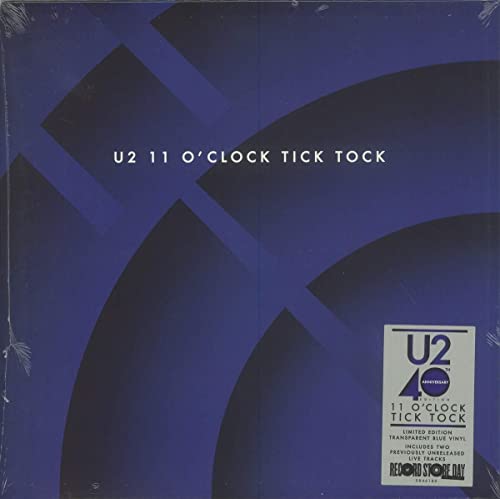 U2 "11 O'Clock Tick Tock" vinyl record cover, blue and black design.