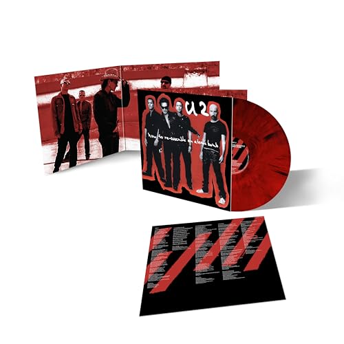 U2 album “How To Re-Assemble An Atomic Bomb” vinyl with red swirl effect.