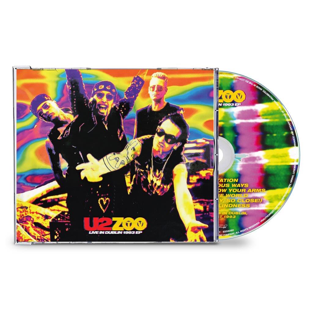 U2 ZOO TV live EP CD cover with band members in vibrant colors.