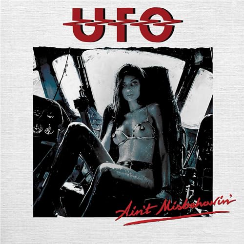 UFO album cover: woman in a helicopter cockpit, “Ain’t Misbehavin’” text.
