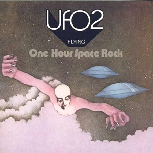 UFO2 Flying album cover with a hand, UFOs, and clouds.