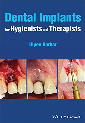 Book cover: "Dental Implants for Hygienists and Therapists" with dental imagery.