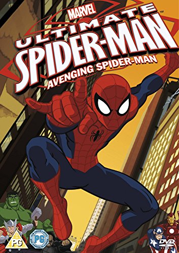 DVD cover for “Ultimate Spider-Man: Avenging Spider-Man” featuring Spider-Man.