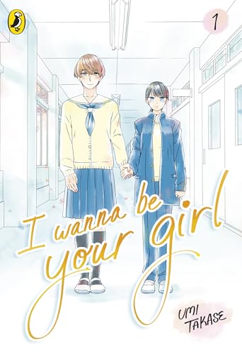 Manga cover: two young people holding hands in a school hallway.