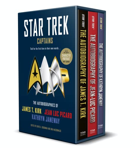 Boxed set of three Star Trek captain autobiographies with slipcase.