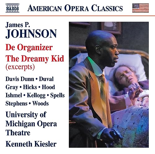 CD cover for James P. Johnson’s operas featuring a performer in costume.