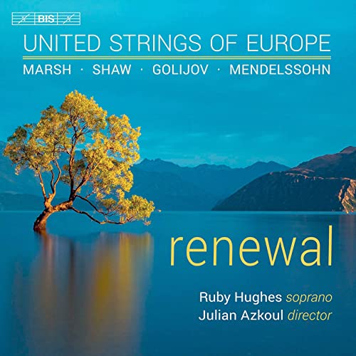 CD cover: blue landscape with a tree reflected in water, text "renewal".