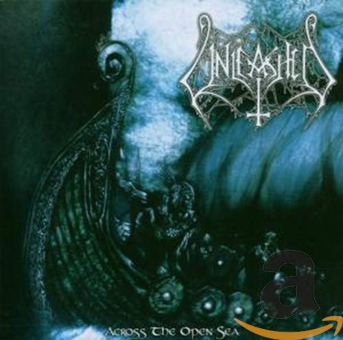 CD cover: Viking ship with ornate band logo against a stormy sea.