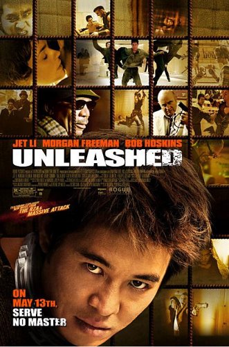 Unleashed" DVD cover featuring Jet Li, action scenes, and a grid of faces.