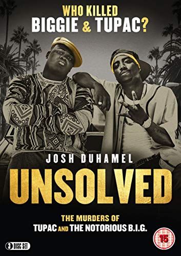 DVD cover featuring two men, with title "Unsolved: The Murders of Tupac and The Notorious B.I.G."
