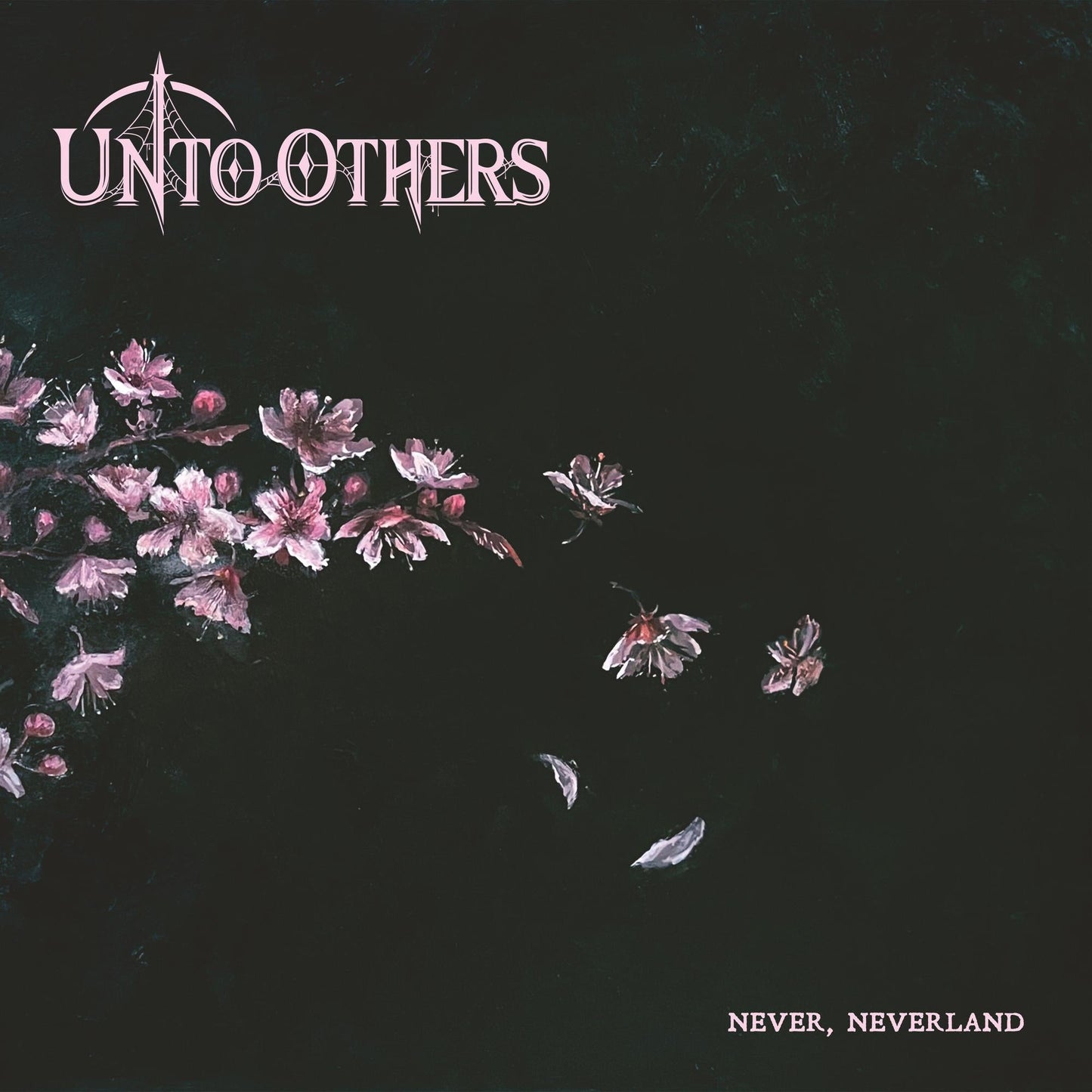 CD cover for Unto Others’ “Never, Neverland” with floral imagery.