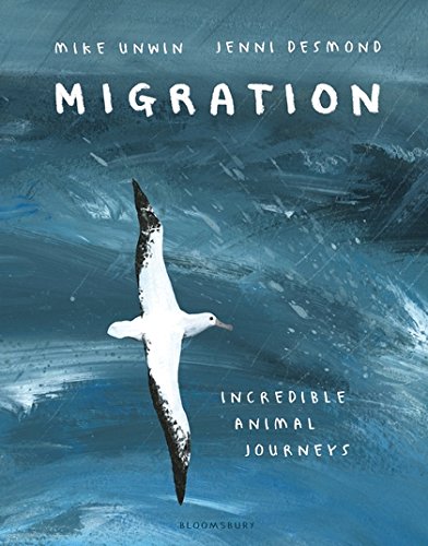 Book cover: albatross flying over blue waves, title "Migration.