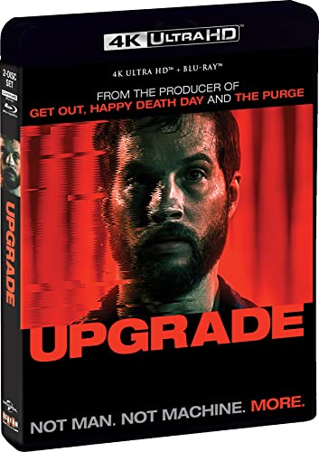 Upgrade" 4K Ultra HD Blu-ray case featuring a man’s distressed face.
