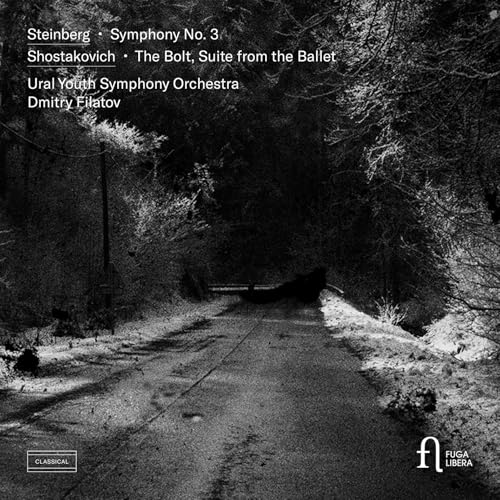 CD cover: snowy road scene, text listing composers and orchestra.