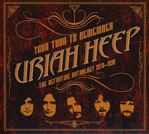 Uriah Heep album cover: band members and ornate gold lettering.