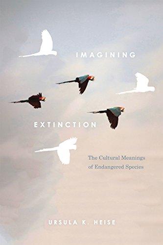 Book cover with parrots and ghostly birds, titled “Imagining Extinction.”