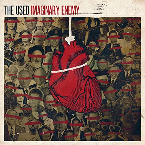 CD cover for The Used’s “Imaginary Enemy” with a red heart and obscured faces.