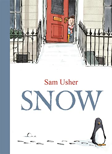 Book cover: boy peeks through gate in snowy street scene.