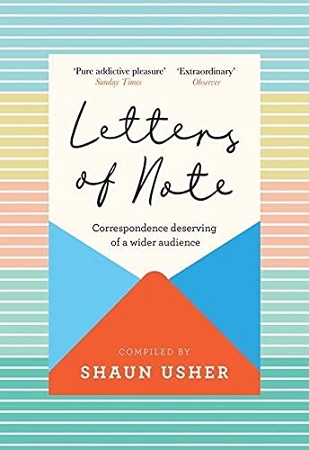 Book cover with a stylized envelope graphic on a striped, multi-colored background.